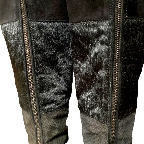 Anne Klein AK7 Jaimelee style BLACK GENUINE LEATHER HAIR SNAKE ZIP FRONT HIGH HE - Picture 8 of 9